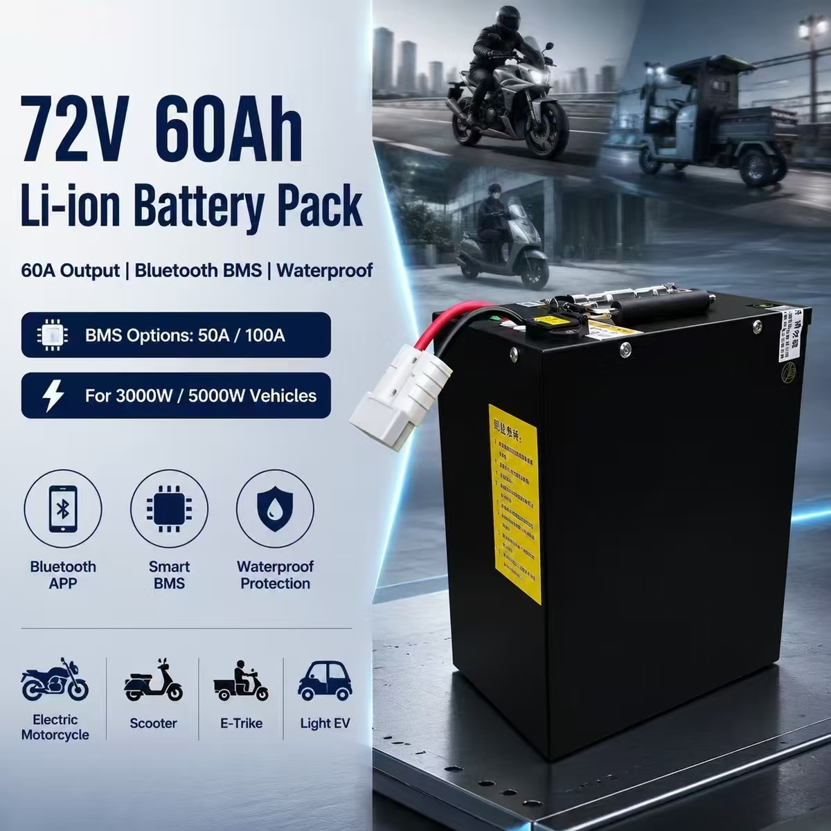 بطارية ليثيوم بوليمر 72 فولت 6 - مراجعة 72V 60Ah Lifepo4 Battery Pack وسعره