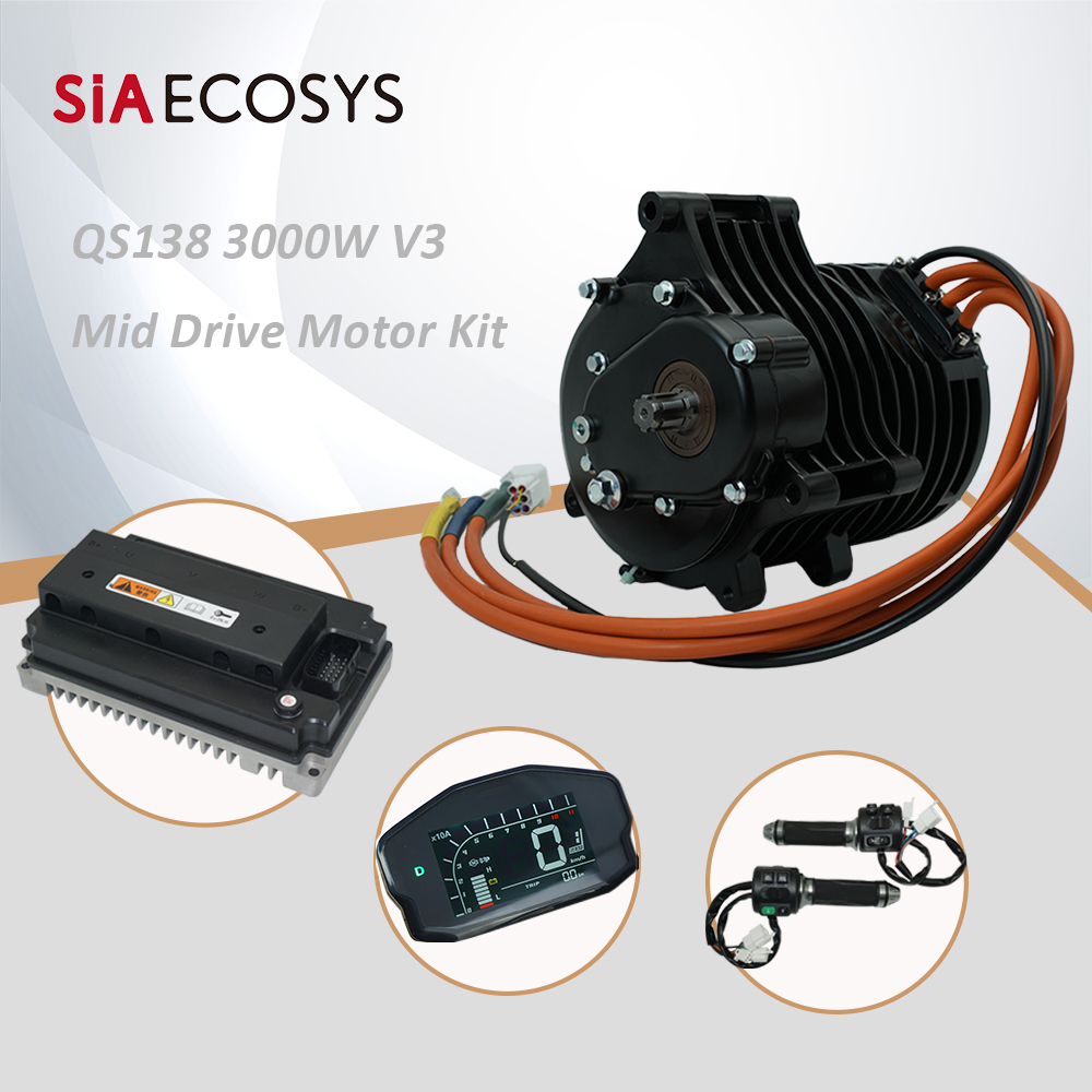 QSMotor QS138 3000 واط V3 70H  - مراجعة Mid Drive Motor Kit 72V 3000W وسعره